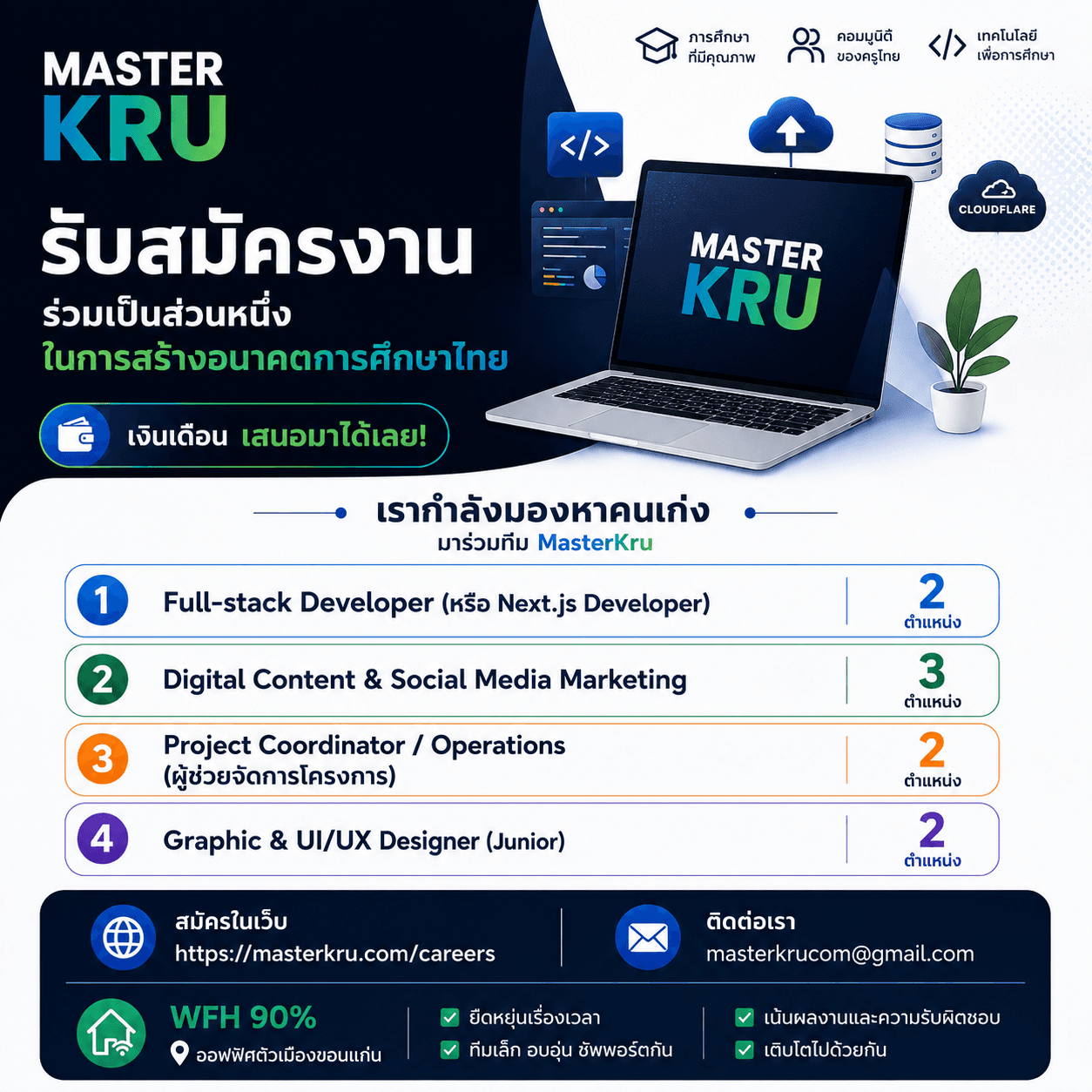 🚀 มาร่วมเป็นส่วนหนึ่งในการสร้างอนาคตการศึกษาไทยไปกับเรา!